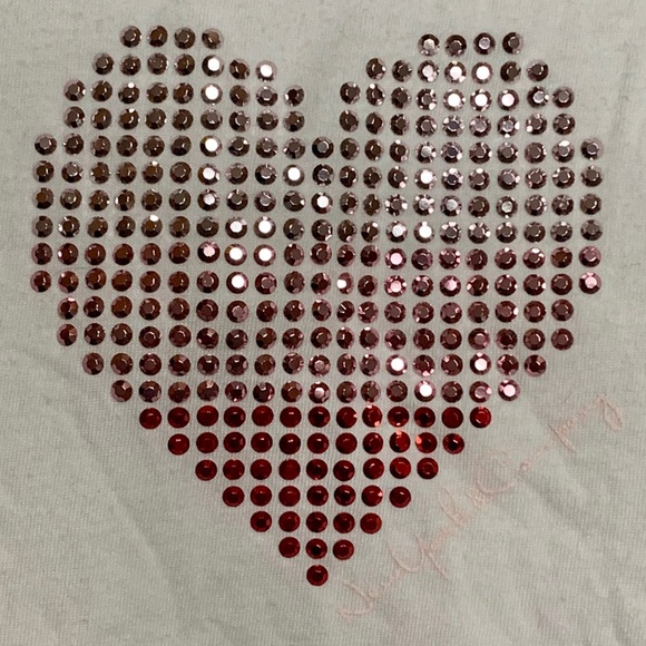 NEW YORK & COMPANY BLING HEART WHITE T-SHIRT EUC - Picture 2 of 8